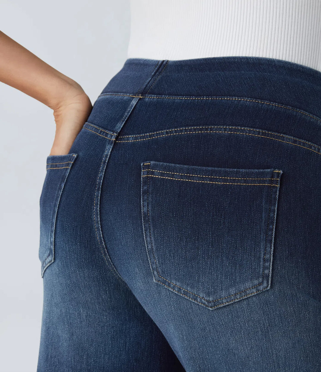 Halara Flex™ High Waisted Multiple Pockets Baggy Wide Leg Washed Stretchy Knit Casual Jeans