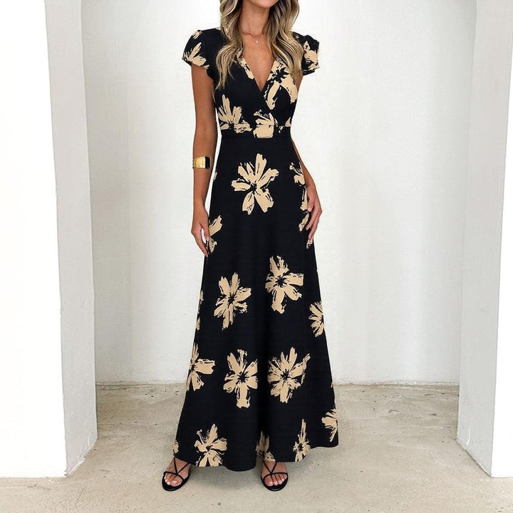 Special V-Neck Short Sleeve Maxi Dress