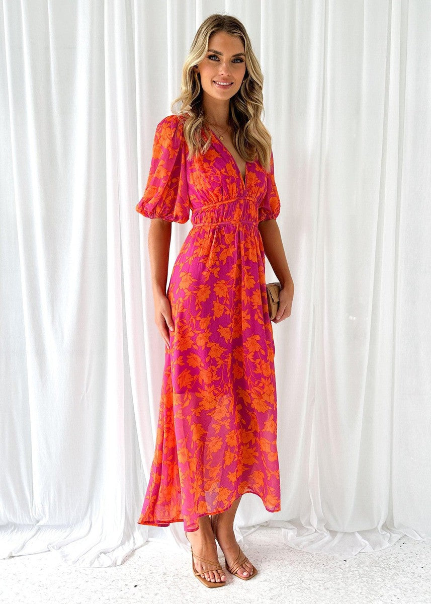 Watermelon V-Neck Maxi Dress